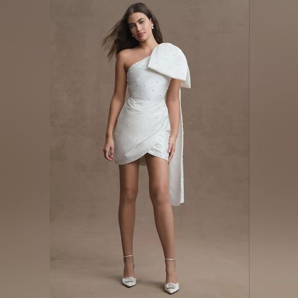 Sachin & Babi Pippa One-Shoulder Pearl-Embellished Mini Dress NWT Sz 0 - Picture 2 of 8